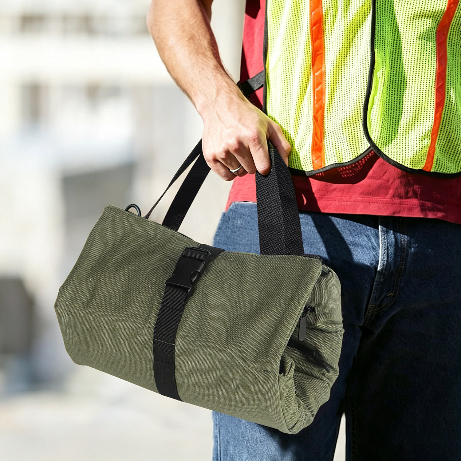 Bolsa de herramientas de lona para transporte transfronterizo, bolsa de herramientas colgante para vehículo, bolsa de electricista para reparaciones, bolsa portátil para almacenamiento de herramientas. image 4