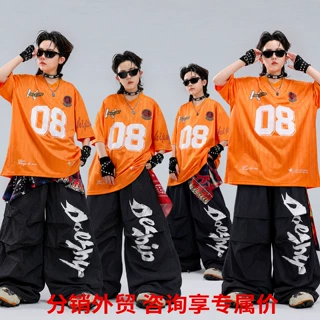 儿童街舞潮服男童演出服架子鼓酷帅hiphop嘻哈女童舞蹈表演服套装