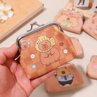 Cross-border button bag cartoon cute keychain Korean coin bag PU leather student 2 yuan shop small gift wholesale