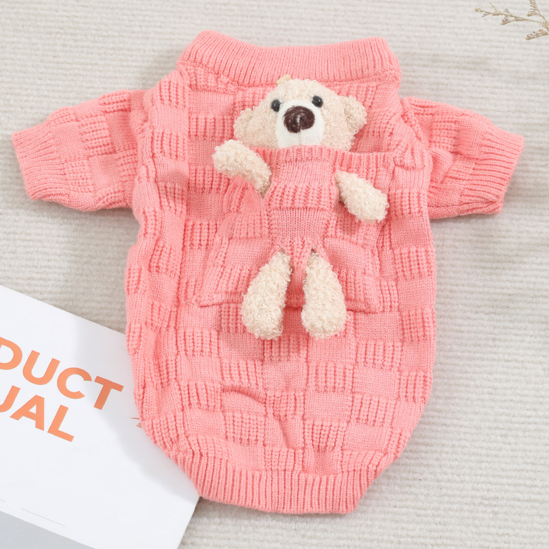 Perro de mascota suéter de punto gato ropa pequeña Teddy ropa cálida oso de bolsillo suéter otoño nuevo