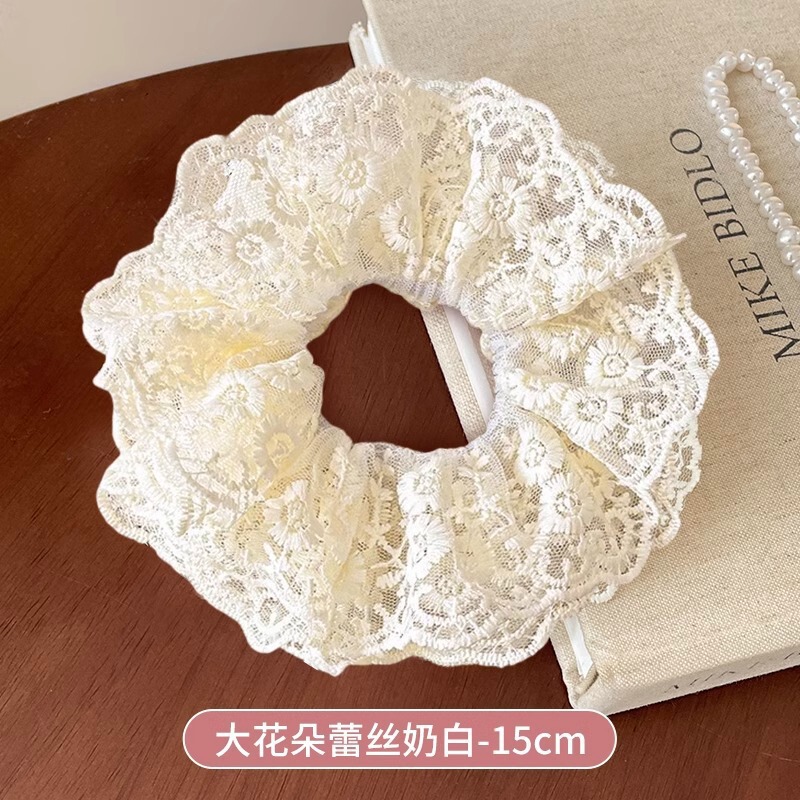 韩风高弹力蕾丝大肠发圈女耐用大方巾头饰皮筋发绳高级感头花发饰|undefined