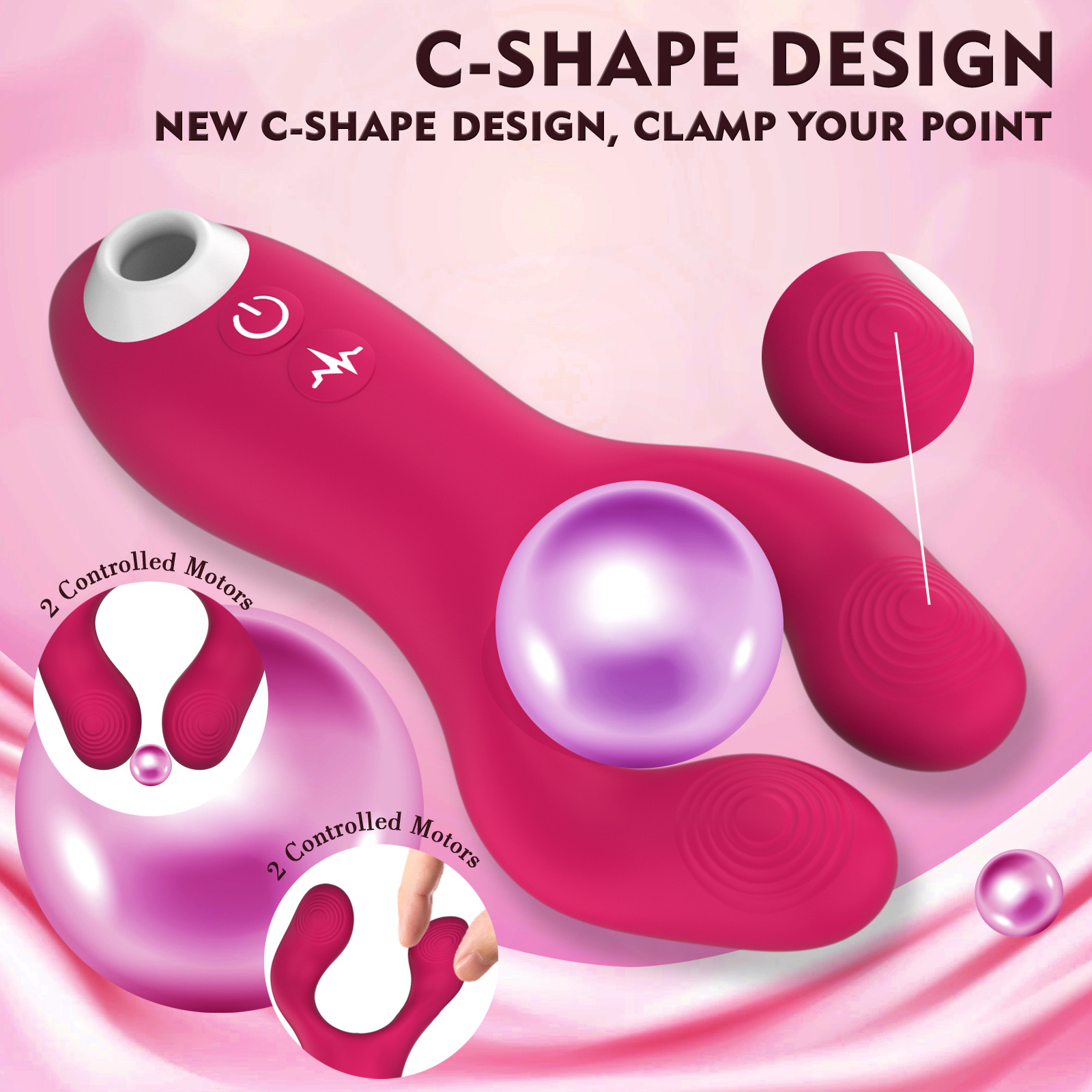 C-shape Vibrator And Nipple Clamps Massager For Couples_voghion.com
