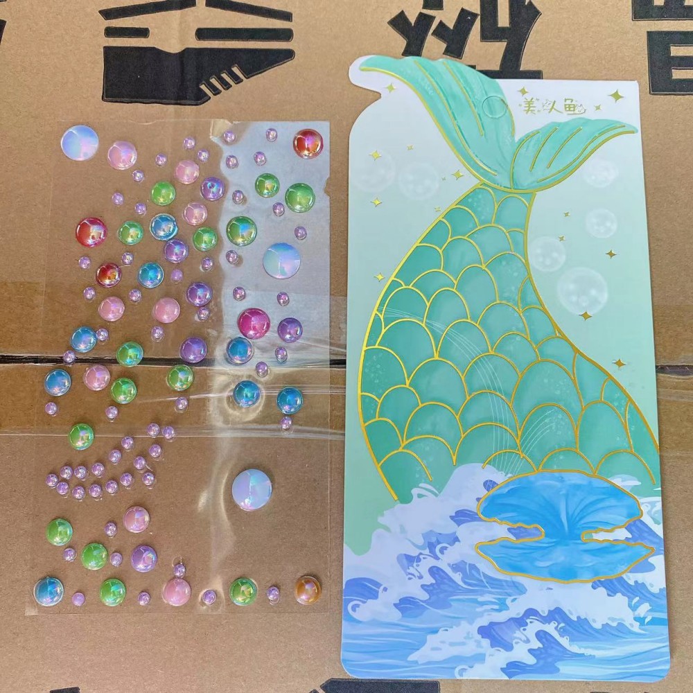 Mermaid Crystal Diamond rhinestone Pegatinas de Gema para niños decoración 3D pasta tridimensional juguetes para niños al por mayor