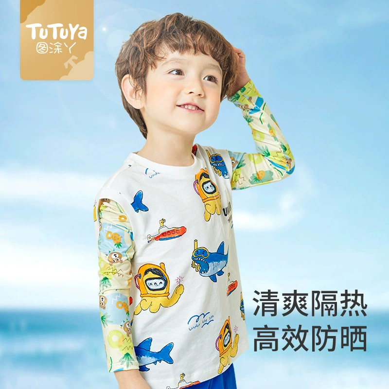 Детский солнцезащитный крем Tutuya с рукавами со льдом, летняя защита для рук, дышащий Тонкий ледяной шелк для мальчиков и девочек, крутой корейский