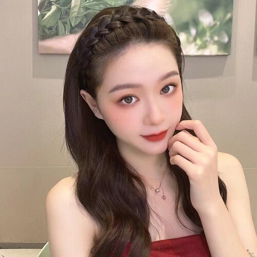 Hand-woven fishbone braid wig headband for lazy people high skull braid hairpin female toothed anti-slip hair headband