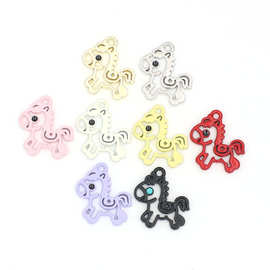 diy合金彩色烤漆本命年卡通镂空小马耳饰项链车挂钥匙扣服饰配件