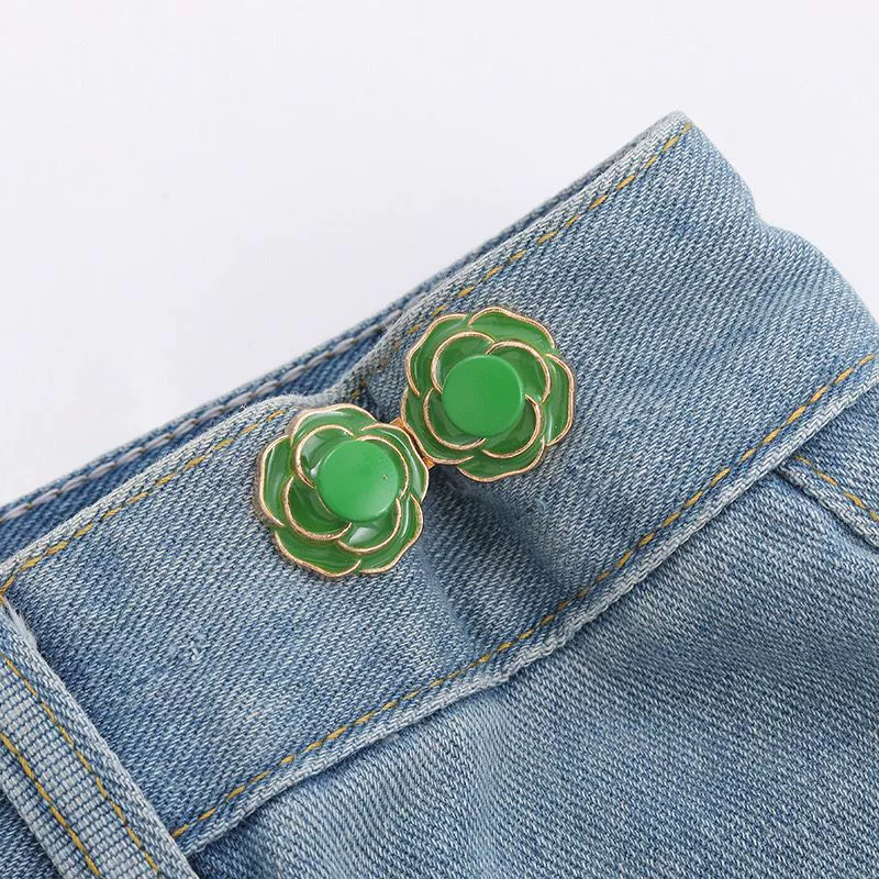 Nail-Free Removable Waist Buckle Pair, Flat-Bottom Seamless Buttons for Pants & Skirts, Assorted Designs