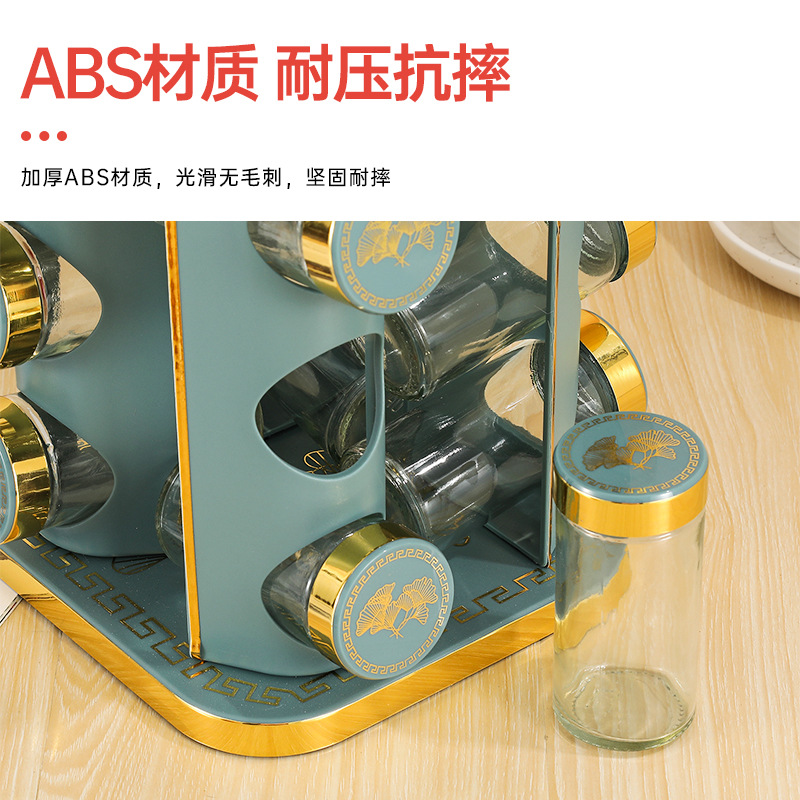 Botella de condimento multicapa cuadrada giratoria Juego de frascos de condimento Tarro de condimento al por mayor Condimento de cocina Estante de botella de condimento