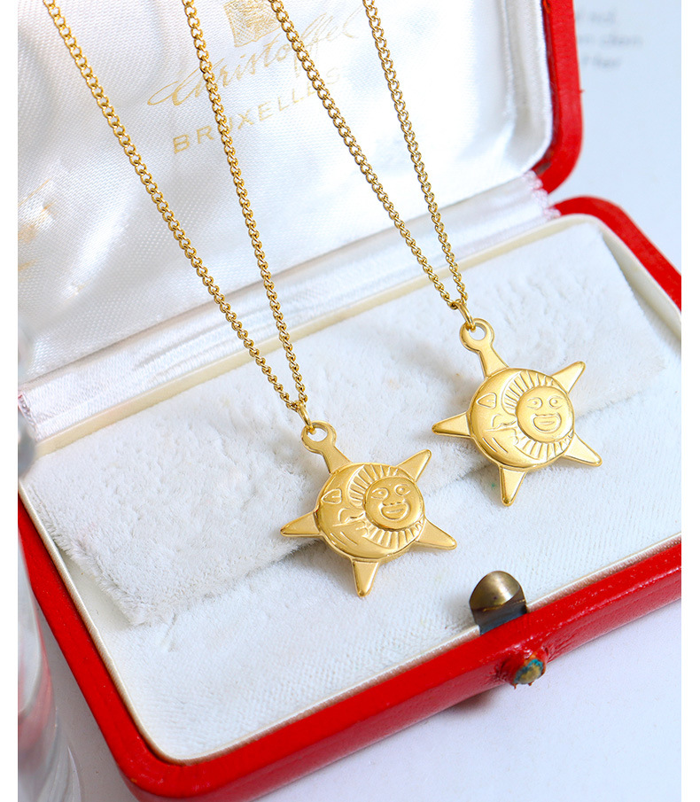 1 Piece Retro Sun Star Titanium Steel Plating Pendant Necklace_colorza_4