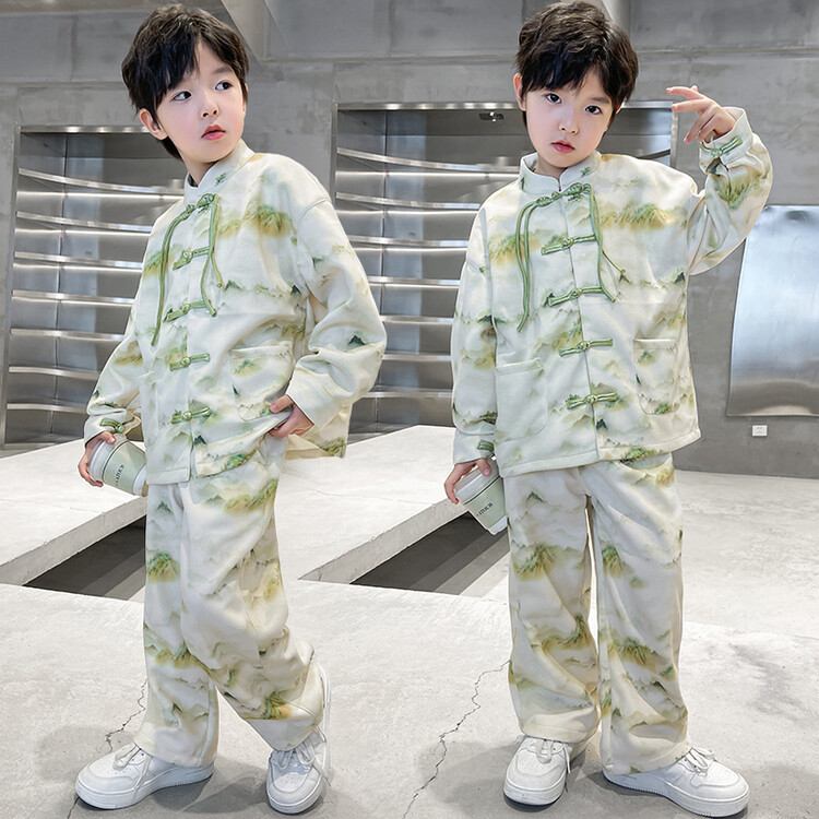 회색 녹색 F29-cloud 안개 산 국가 스타일 세트