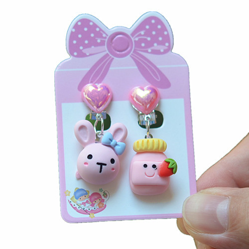 Cute Animal Rainbow Heart Shape Plastic Stoving Varnish Kid's Ear Clips 1 Pair display picture 25