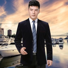 2025秋冬新款羊毛呢西服男士中年爸爸装商务休闲灯芯绒单西厚外套