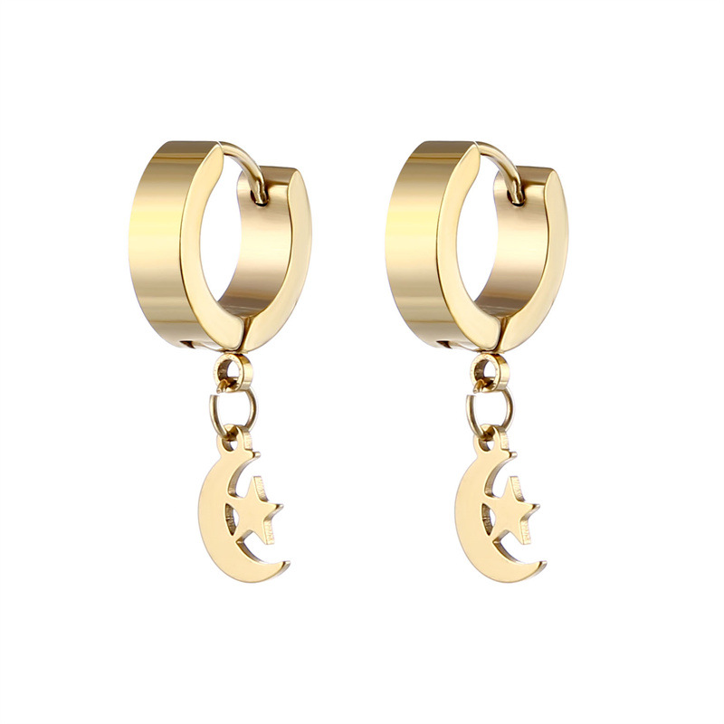 Casual, Daily Occasion 1 Pair Vintage Style Star Plating Stainless Steel Drop Earrings