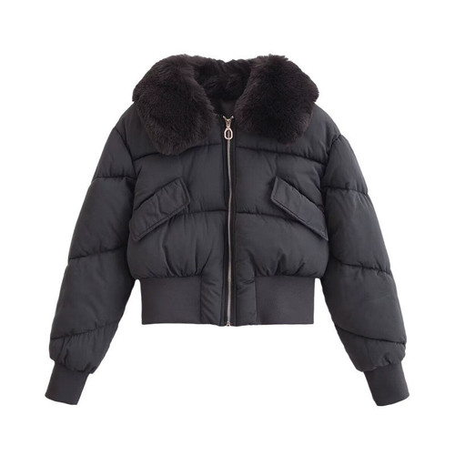 Cross-border 2024 Winter European and American Style Cross-border Women's Fashion Personalized Detachable Fur Collar Short Cotton Padded Jacket Coat 09 68