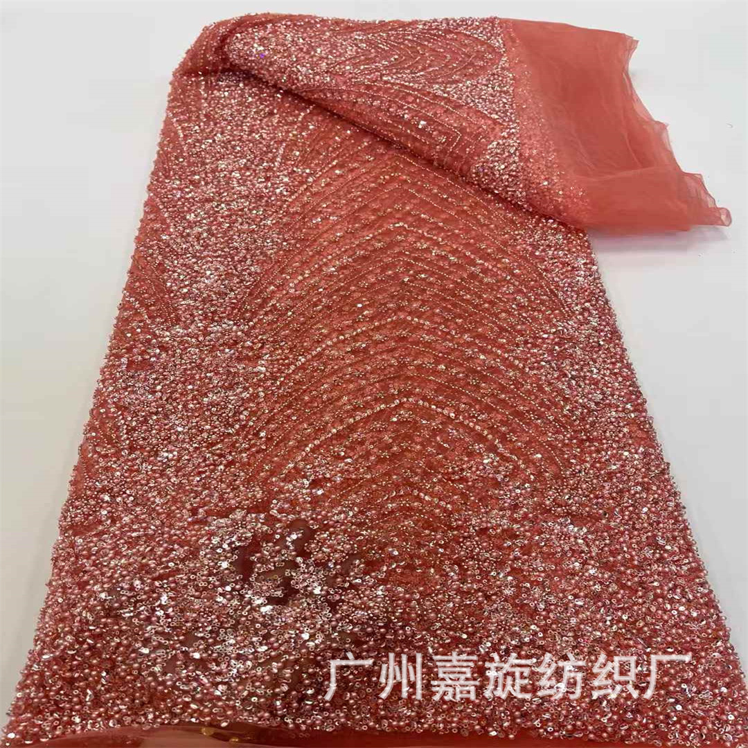 Comercio exterior transfronterizo spot industria pesada cadena de tela con cuentas bordado con cuentas de alta calidad vestido de novia tela de traje image 10
