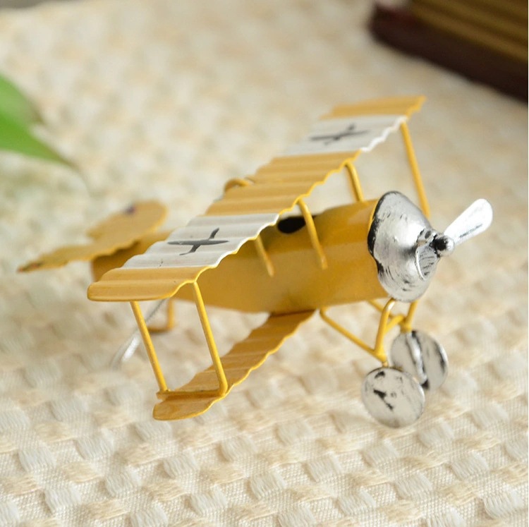 Nuovo modello di aeroplano a doppia ala creativo per la casa, mini ornamento da tavolo in ferro battuto_voghion.com