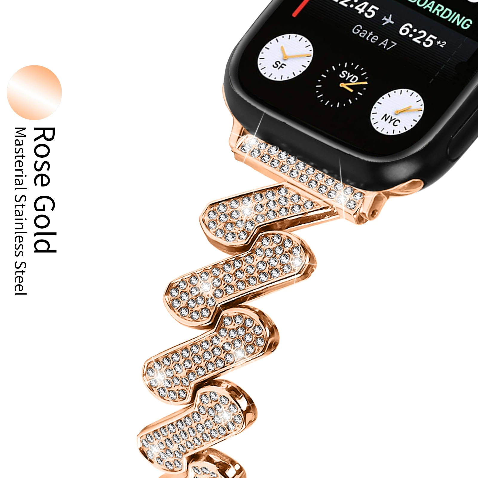 Устанавливается на Apple Watch 10ULTRA2 Band 7 -характер драгоценный камень бриллиант найден новый золотой новый ароматный ветер