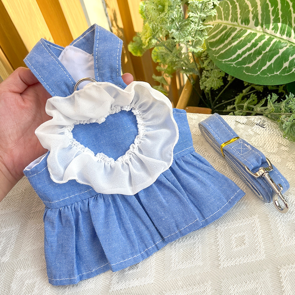 Vestido de princesa para mascotas, primavera y verano, falda vaquera con tirantes para perros y gatos, perros pequeños y medianos, Pomerania, Teddy, ropa para perros, suministros para gatos