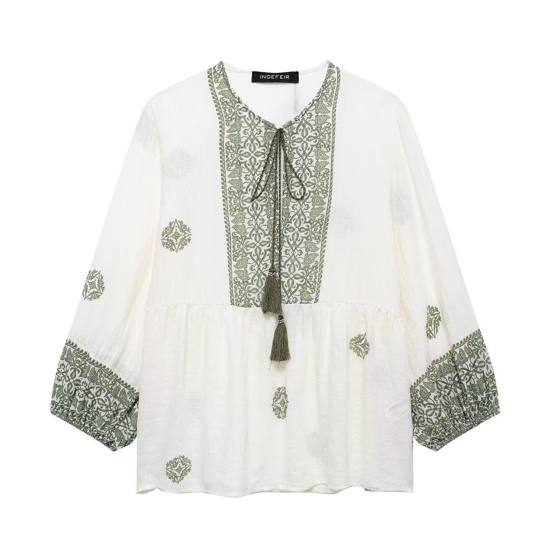2024 Summer New Women's Printed Vacation Style Shirt_voghion.com