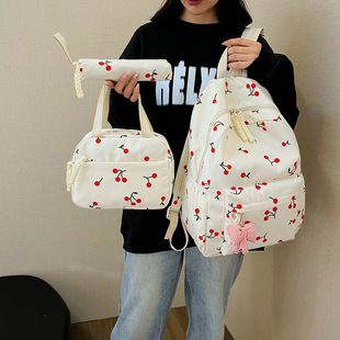 Niche Design Sense New 2025ins Style Cute Cherry Girl's Heart Student Schoolbag Three-piece Backpack