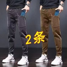 秋季新款六兜条绒休闲裤男士灯芯绒修身百搭小脚裤潮流网红束脚裤