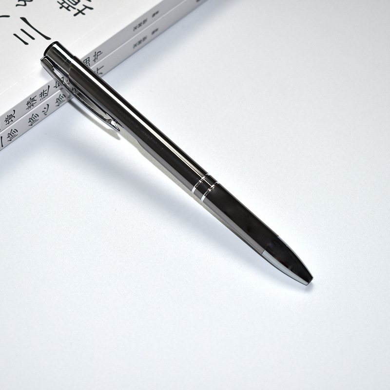 Bolígrafo de metal Varilla de aluminio Bolígrafo de prensa azul negro Logotipo grabado láser Bolígrafo de regalo publicitario