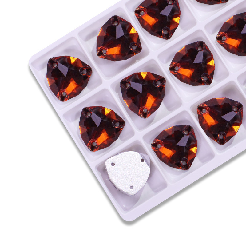 Triángulo gordo plano taladro de costura de mano triángulo gordo de vidrio de botón plano accesorios joyería DIY accesorios de ropa taladro