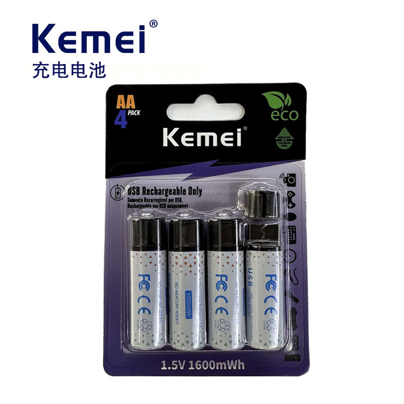 Batería recargable de corte de pelo Komei 1600mWh batería seca 5, batería de litio recargable USB al por mayor