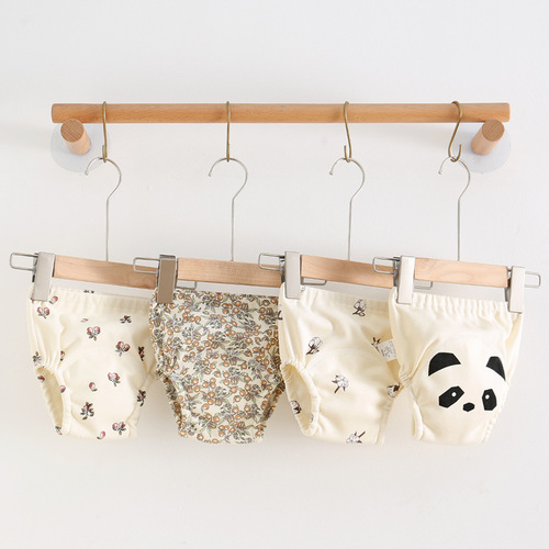 ins cartoon baby pee training pants pure cotton gauze diaper learning pants baby waterproof diaper pocket diaper pants