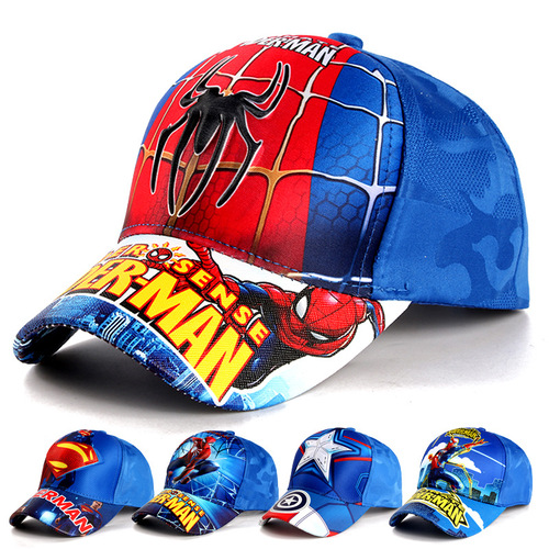 Foreign trade children's hats European and American three-dimensional cartoon Spider-Man boys' hats spring duck-tongued baseball caps wholesale
