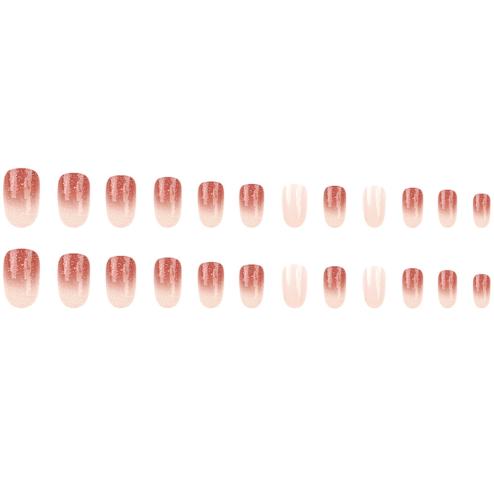 Ventas transfronterizas de polvo suave parche de uñas de color cálido de estilo dulce polvo desnudo suave ambiente de uñas image 6