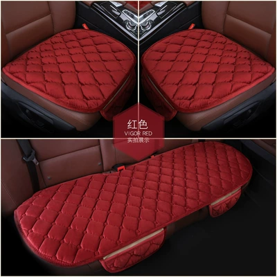Seat cushion, seat cover: Set Without Backrest Stuffed Front - three-piece-set-red