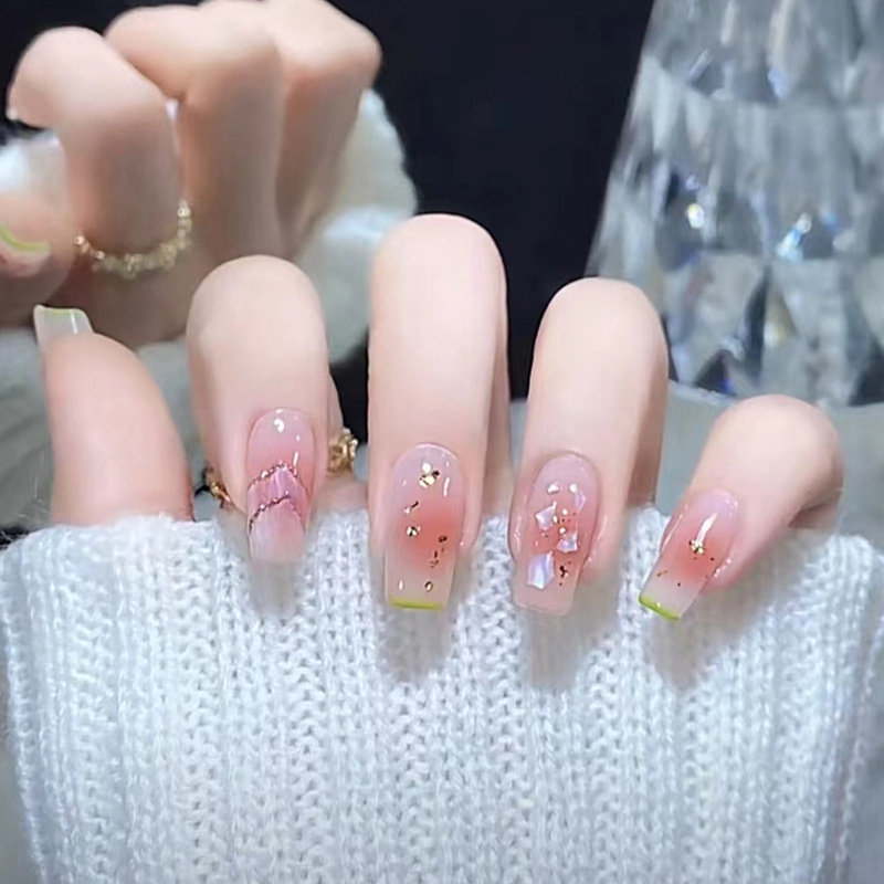 Wear armour summer gentle French manicure ice through blush flash false nails short ballet nail patch wholesale Wear armour summer gentle French manicure ice through blush flash false nails short ballet nail patch wholesale