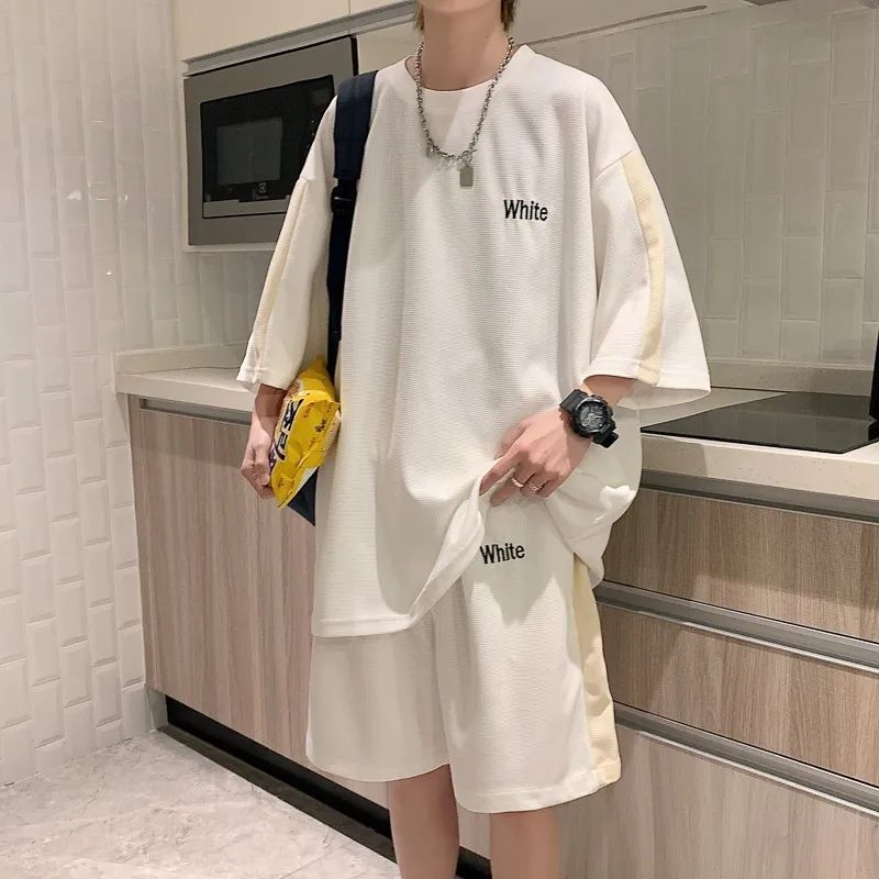 Trendy Brand 2025 New Summer Sports Suit Men's Clothing Running Casual Shorts Set with Handsome Two-Piece Set
