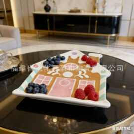 陶瓷姜饼人跨境圣诞节装饰盘蛋糕水果盘点心异形盘厂家跨境热销