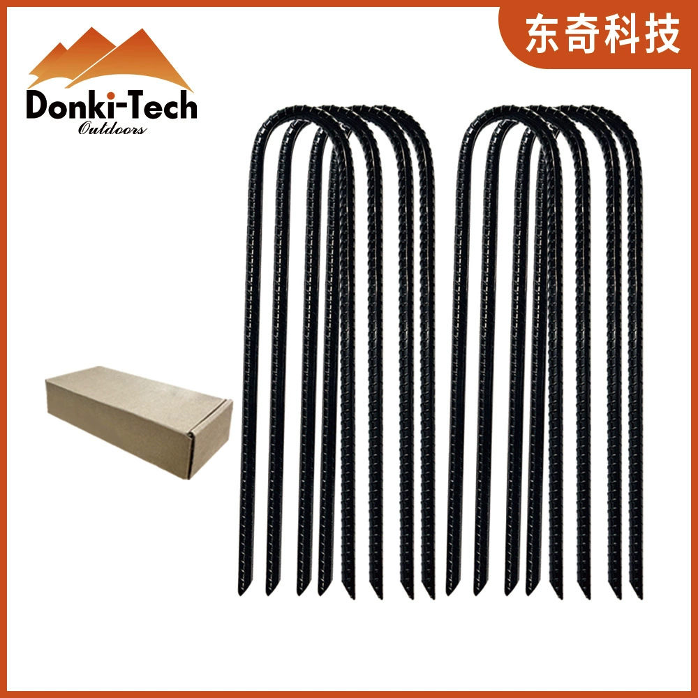 U-образные резьбовые стальные гвозди, трансграничная поставка армированных стальных грунтовых гвоздей, уличные высокопрочные грунтовые гвозди M6M8 для палаток, фиксированные стальные сваи.