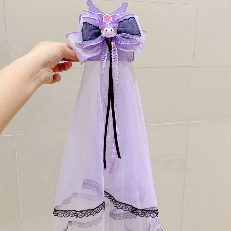 子供のクロミのヘアピンの甘いクールな女の子の蝶結びの頭飾りの王女の後頭部のリボンの糸の少女のヘアピン|undefined