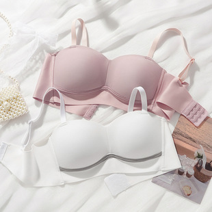 New Style Listing Solid Color Simple Style Anti-running Light Girl Underwear Comfortable Ice Silk Solid Color Japanese Student Bra