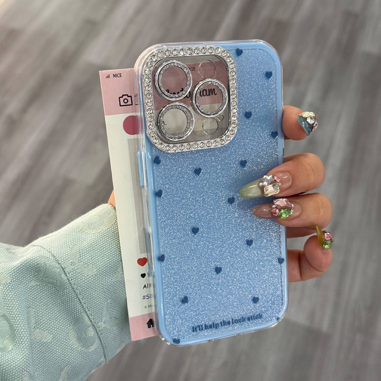 Custodia con cuore glitterato adatta per iPhone 16, 14, 15 Pro Max con protezione per l'obiettivo, 13 antiurto, 12_voghion.com