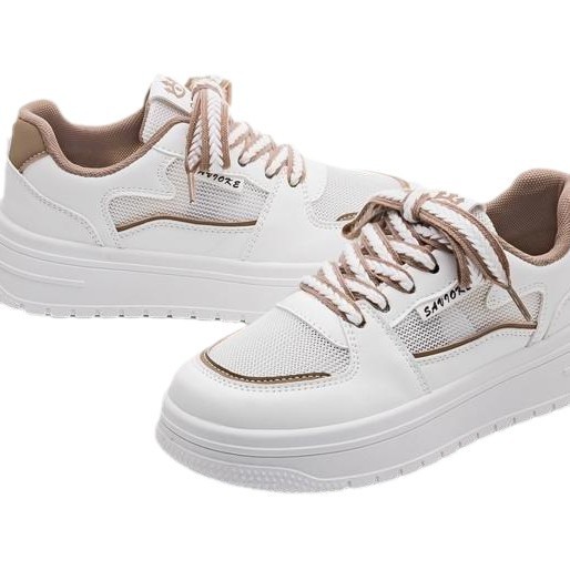 2024 primavera nueva moda versátil zapatos blancos pequeños zapatos deportivos casuales de mujer zapatos de papá explosión zapatos de suela gruesa