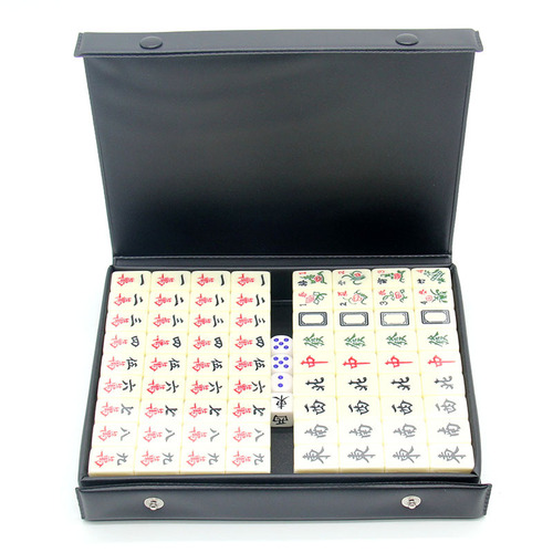 Wholesale Mini Engraved Mahjong 2cm Portable Leather Box Travel Mahjong Engraved Edition Travel Entertainment Games