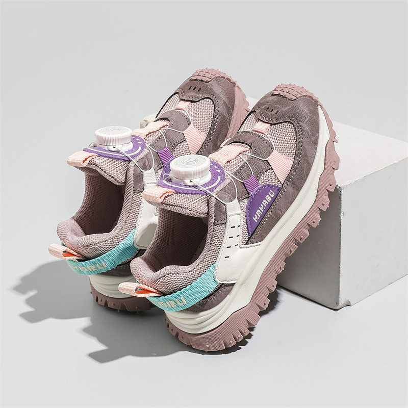 Rotating button shoes Spring sports shoes new fashion Daddy shoes children's small white shoes boys shoes trend_voghion.com