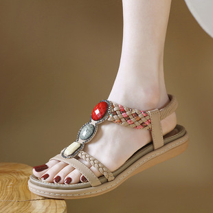 Spring and Summer G923-1 2025 New Soft Bottom Flat Sandals Women's All-match Fashionable Lightweight Sandals with Flexible Strap