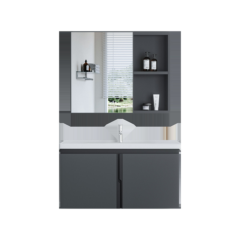 Shiqi nuevo 14mm panal gabinete de baño de aluminio inteligente espejo gabinete combinación cerámica cuenca integrada