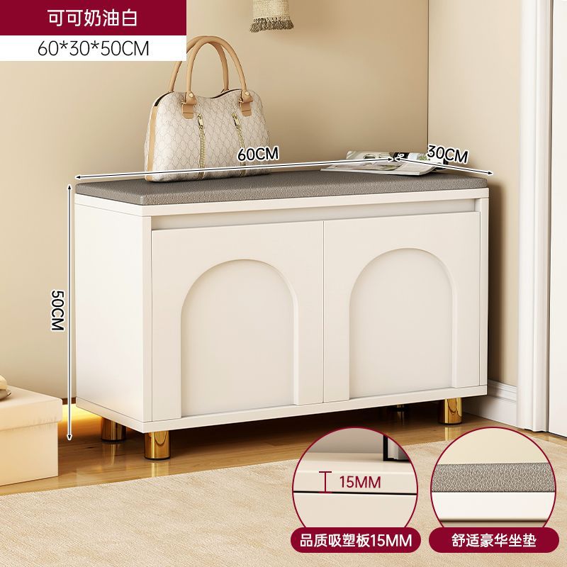 Taburete de cambio de zapatos de puerta de aire de crema, taburete de asiento de gabinete de zapatos de entrada doméstica, taburete de asiento de una casa pequeña, taburete de zapatos de entrada de la red image 11