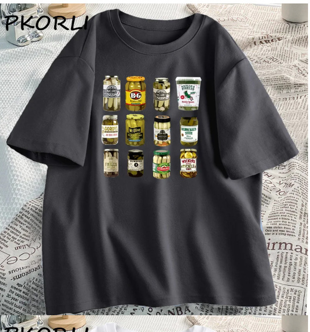 Verano Y2K tops de mujer casual retro de manga corta niña suelta cuello redondo camiseta negra Pedido mínimo de una pieza