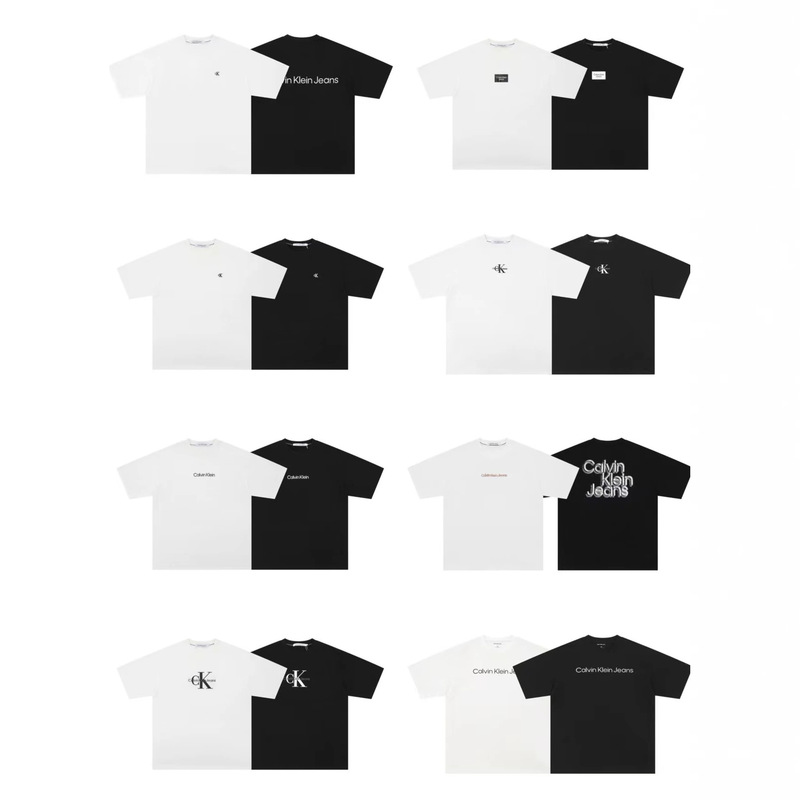 Cross-Border 26Ss Trendy Brand Ck Summer New Embroidered Printed Embossed Large Logo Couple's Matching Loose Short-Sleeve T-Shirt