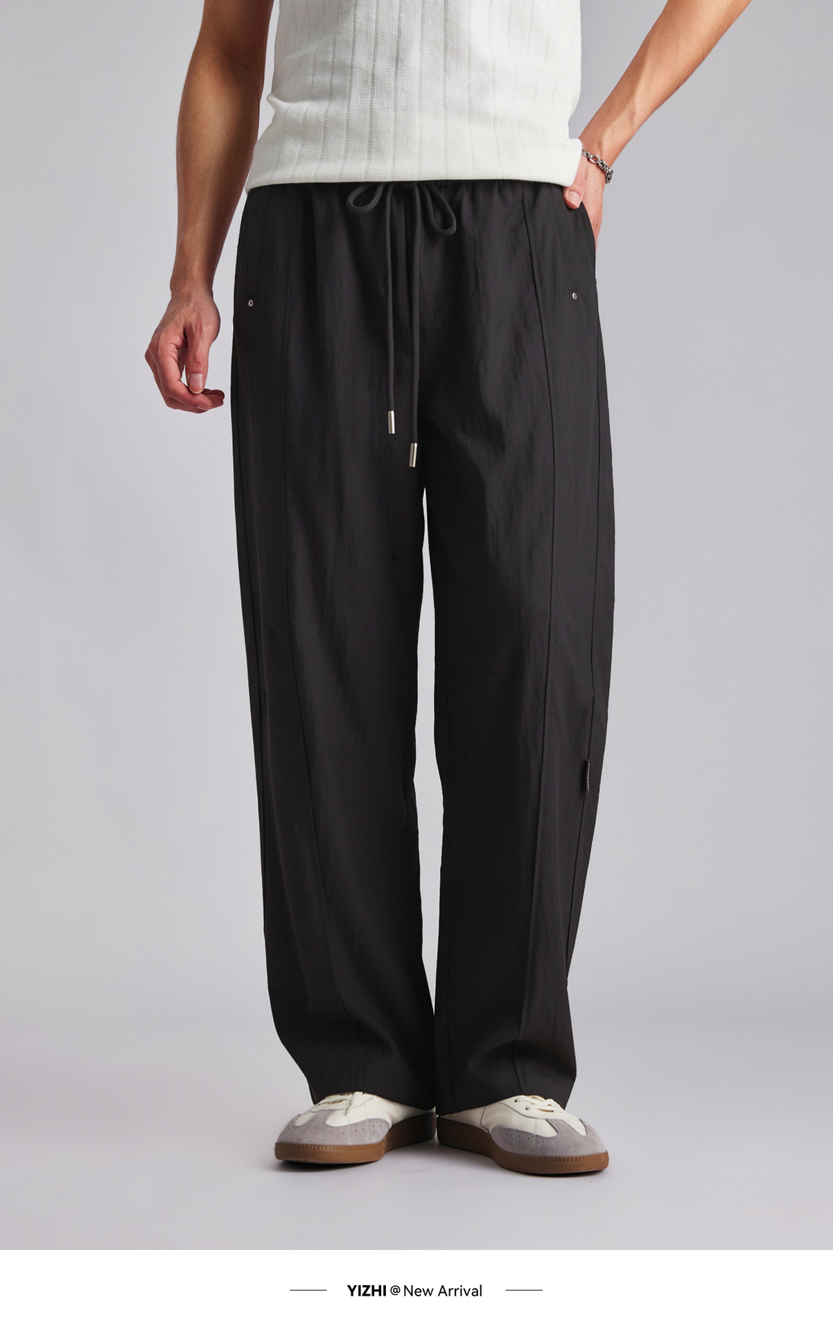 Quần jogger nam dáng rộng chất liệu linen phong cách Hàn Quốc — đen chi tiết 15