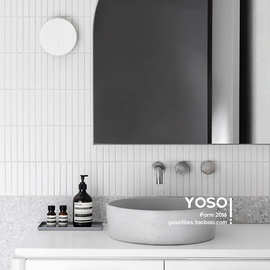 有所北欧长条竹条马赛克瓷砖卫生间厨房墙砖简约现代小白砖厕所砖