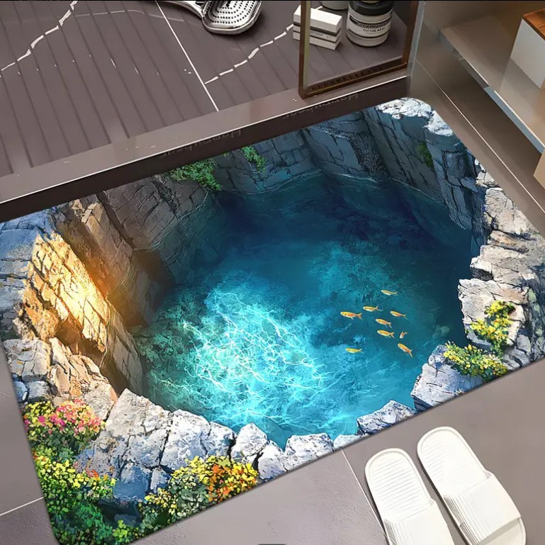 跨境亚马逊3D视觉陷阱地垫浴室厨房吸水防滑脚垫玄关入户门垫代发|undefined